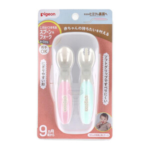 Набор столовых приборов для ребёнка, ложечка и вилочка, 9+ мес.