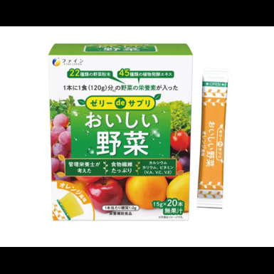 FINE, Желейная добавка со вкусом овощей и апельсина, 20 штук по 15 г