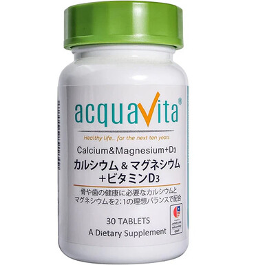 ACQUAVITA, Calcium & Magnesium + Vitamin D3, 30 таблеток — японская минеральная добавка для поддержки костей, мышц и нервной системы