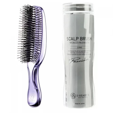 S-HEART-S, Профессиональная массажная щетка для кожи головы Scalp Brush World Premium, фиолетовая