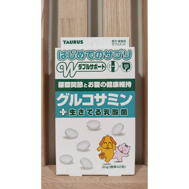 TAURUS, Двойная поддержка для суставов и пищеварения, добавка для собак и кошек с глюкозамином, хондроитином и пробиотиками, 30 г (42 таблетки)